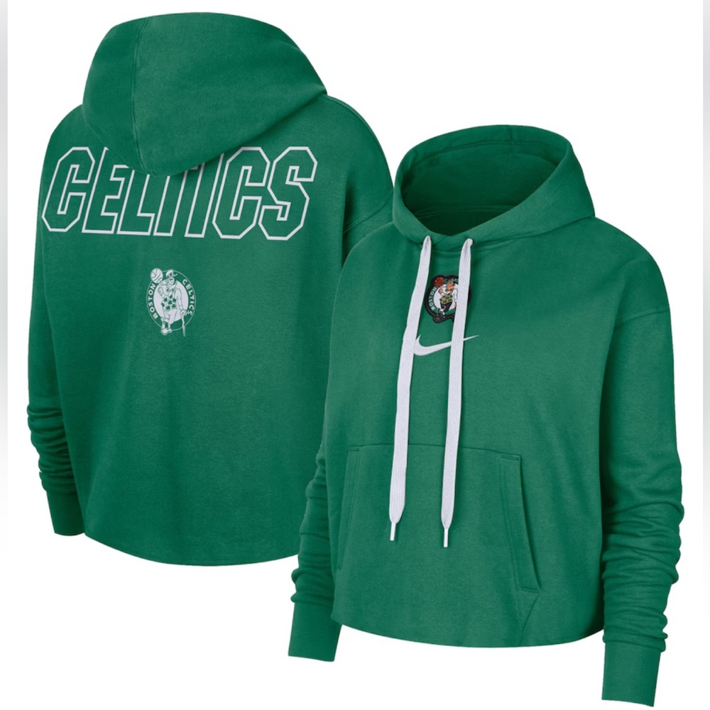 Boston Celtics Cropped Hoodie XL Women’s Pullover Sweatshirt Basketball Green